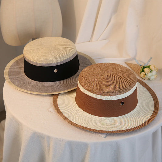 Elegant Retro Flat Top Straw Hat