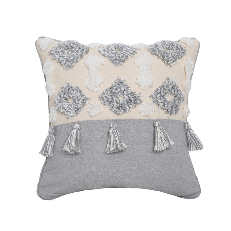 Hand-embroidered Tufted Pillow