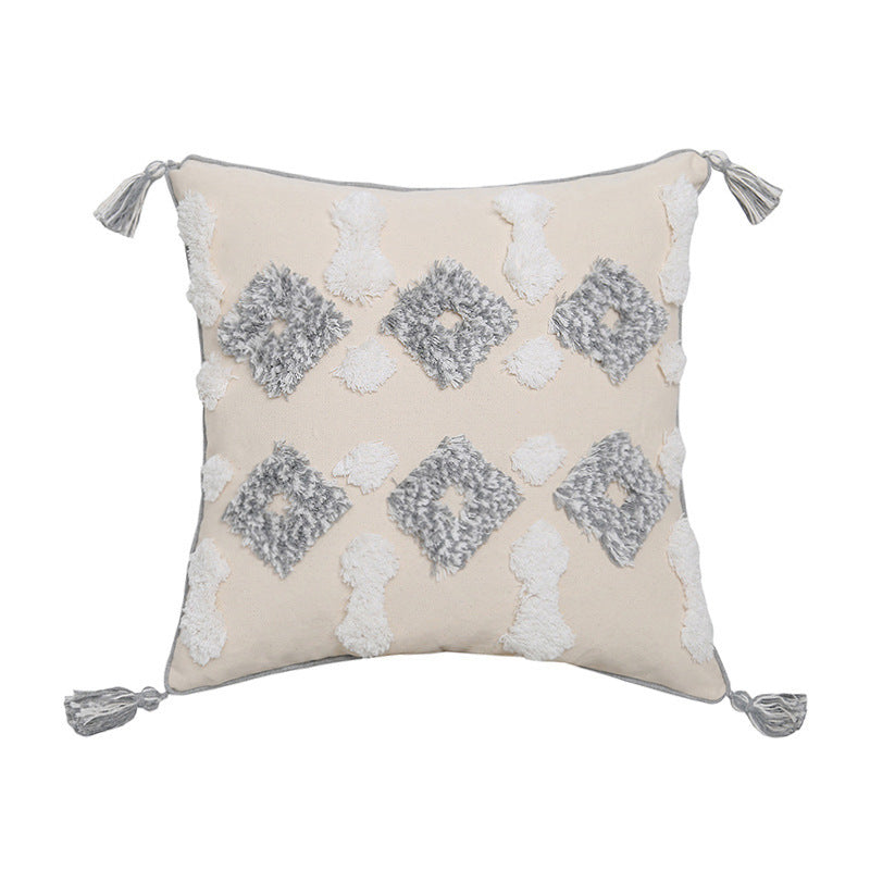 Hand-embroidered Tufted Pillow