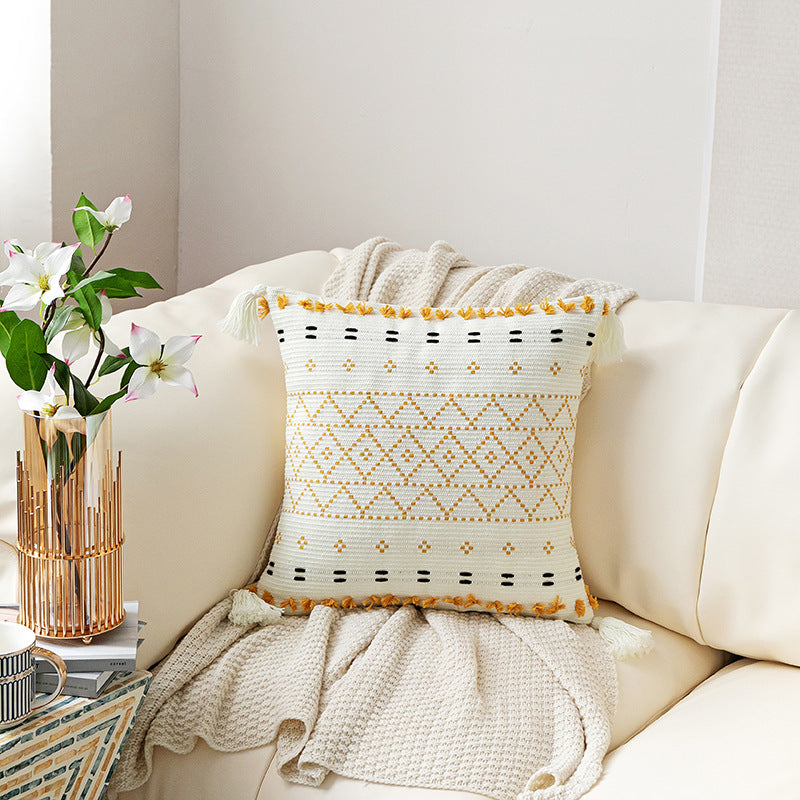 Hand-embroidered Tufted Pillow