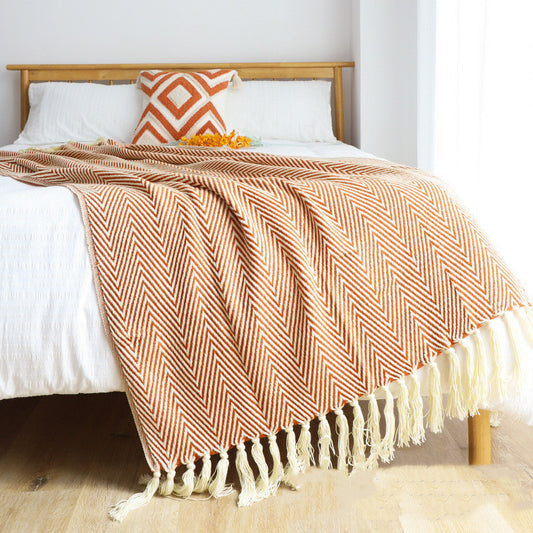 Retro Herringbone Weave Sofa Blanket